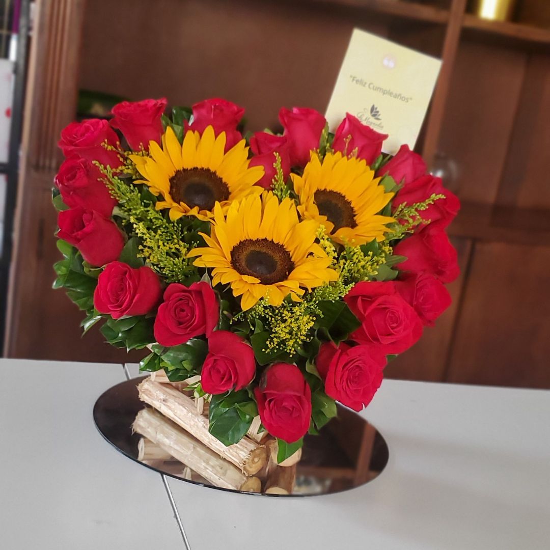 Corazón con Girasoles